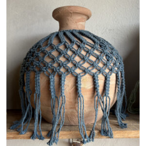clay vase oval design with rustic crochet olaria sb - raffia objects home decor