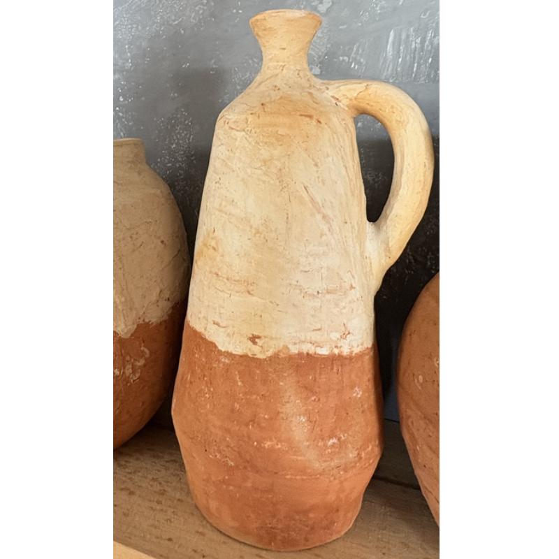 red n'bege clay bottle vase two colors olaria stj raffia objects home decor