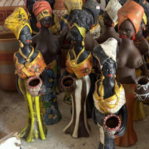 African Woman Clay Sculpture – Handmade Folk Art Home Decor Pottery MN - raffia onjects home decor