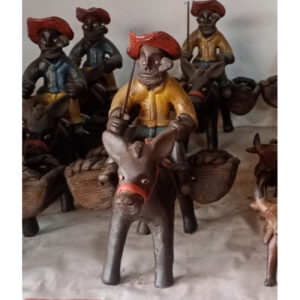 Brazilian Sertanejo and Donkey Clay Sculpture – Handmade Rustic Folk Art Decor Olaria MN - raffia objects home decor