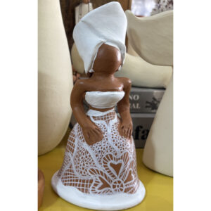 Clay Sculpture of a Bahian Woman Baianinha Olaria TTY - raffia objects home decor