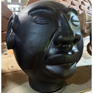 Large Clay Head Sculpture Senzala Black Man Olaria STJ - raffia objects home decor