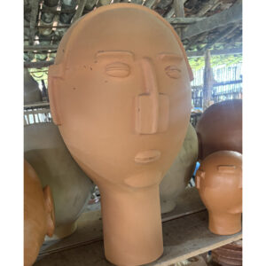 Large Clay Head Sculpture Soneca Olaria Stj - raffia objects home decor