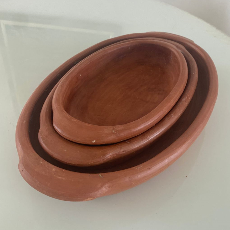 Rustic Clay Oven Dish for Baking & Serving Set of 3 Olaria Cp - raffia objects home decor