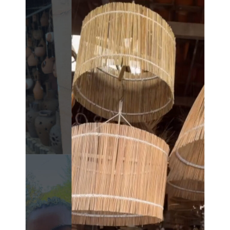 Cylindrical Raffia Pendant Light – Handmade Brazilian Natural Fiber Lighting Olaria ARTFDJ - raffia objects home decor