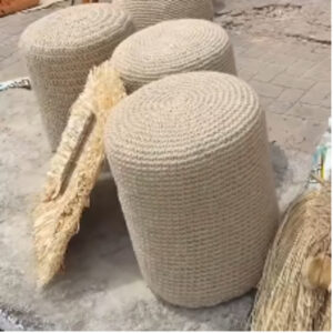 Handmade Natural Fiber Bench Woven Brazilian Artisan Furniture Olaria ARTFDJ - raffia objects home decor