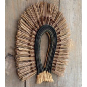 Indigenous Headdress (Cocar) Made of Straw and Thread – Handmade Brazilian Wall Art Olaria ARTFDJ - raffia objects home decor