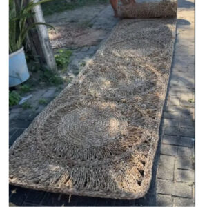 Raffia Braided Rectangle Rug 22in Handmade Natural Fiber Home Decor Olaria ARTFDJ - raffia objects home decor