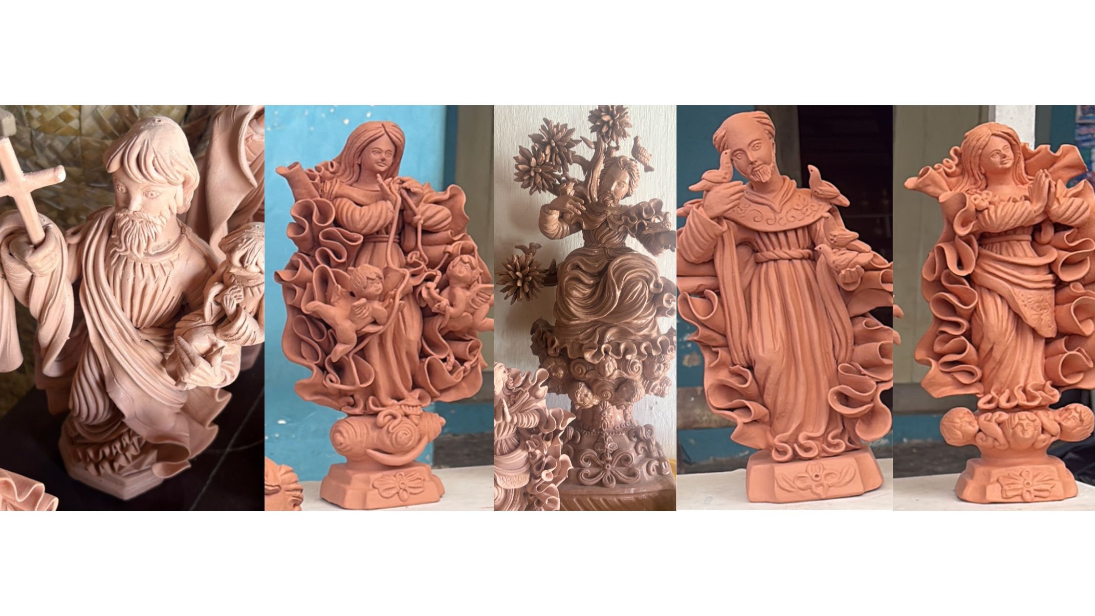 Brazilian Clay Art Religious Sculptures