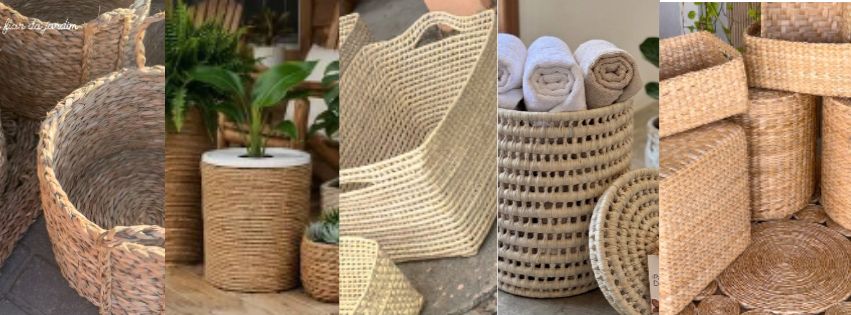 Natural Fiber Baskets - raffia objects home decor